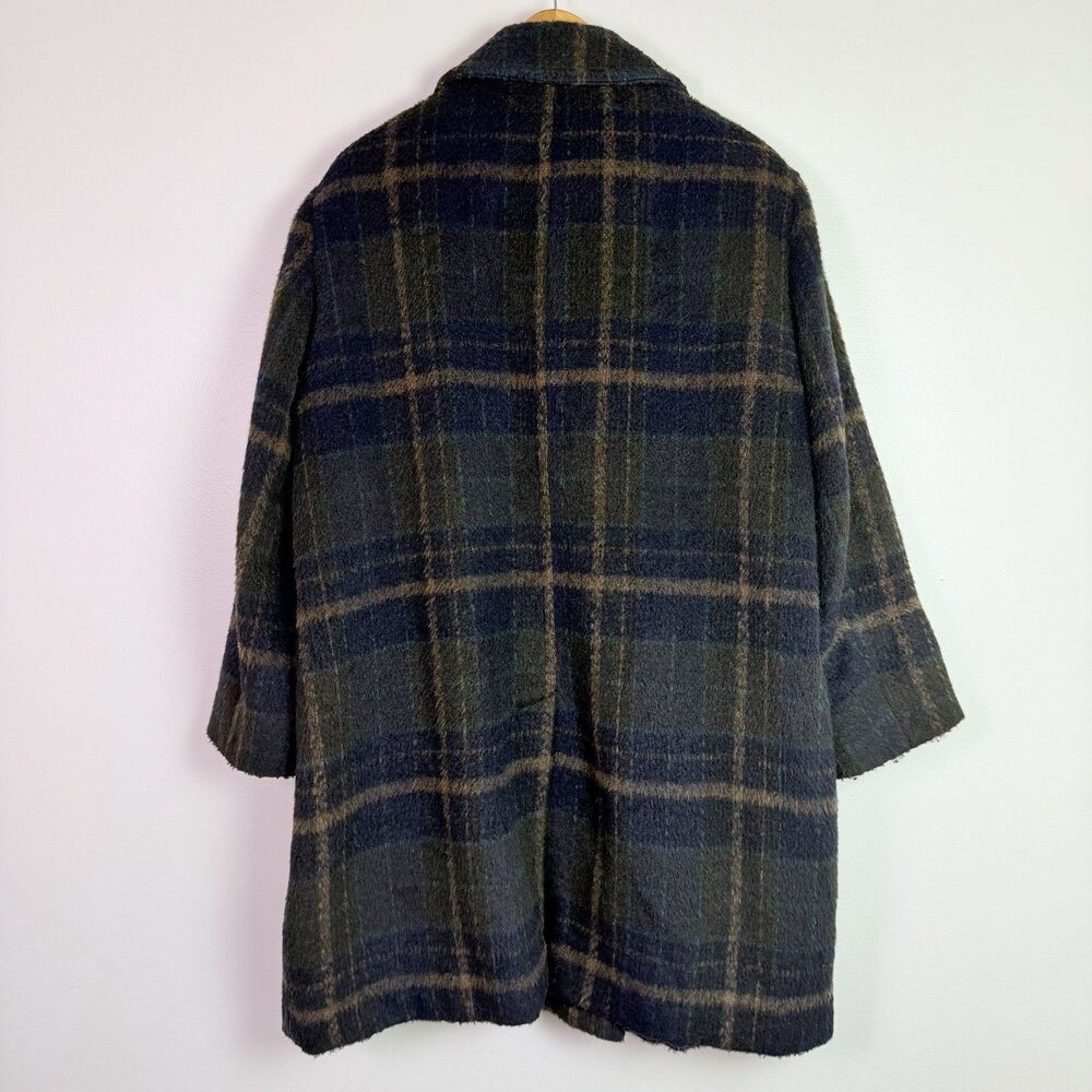 Sam Edelman Plaid Peacoat Womens XXL Double Breasted Dark Academia Preppy Gothic - Picture 3 of 16